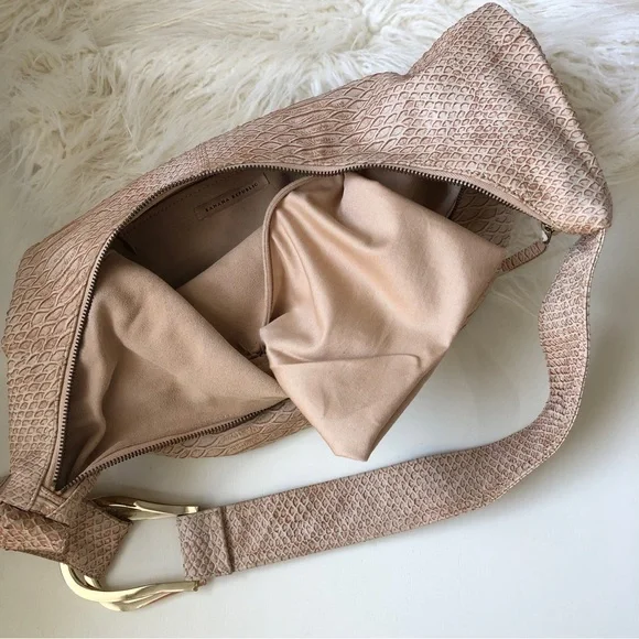 Banana Republic Snakeskin Embossed Leather Boho Crossbody Purse Handbag - Picture 7 of 16